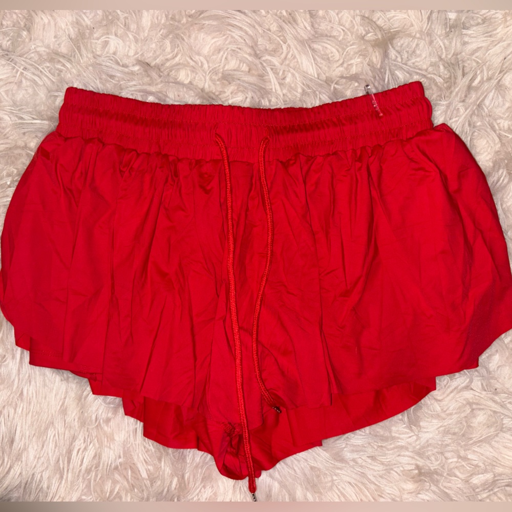 Vibrant Red Flowy Shorts Skort Skirt Small